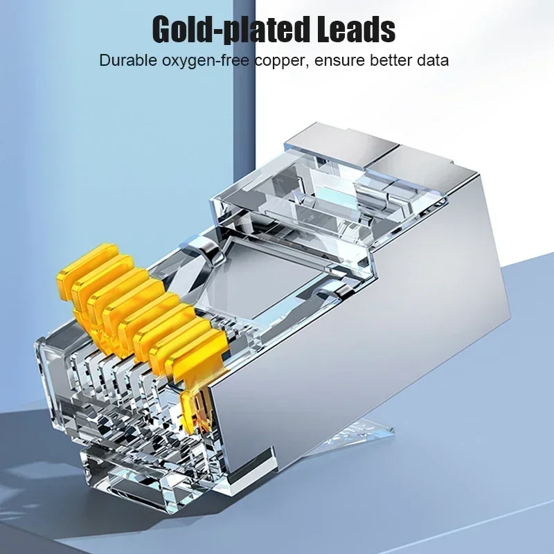 SAMZHE 10/100pcs RJ45 Connector Cat6a Cat7 RJ45 Plug Shielded FTP 8P8C Network Crimp Connectors Crystal Heads Gold Plated
