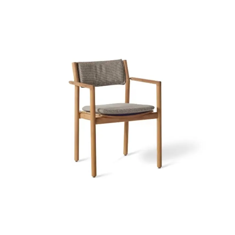 Modern Outdoor Teak Wood Dining Chair Cushion Tropical Design Eco-Friendly Waterproof Embossed Design Villa Hotel Balcony