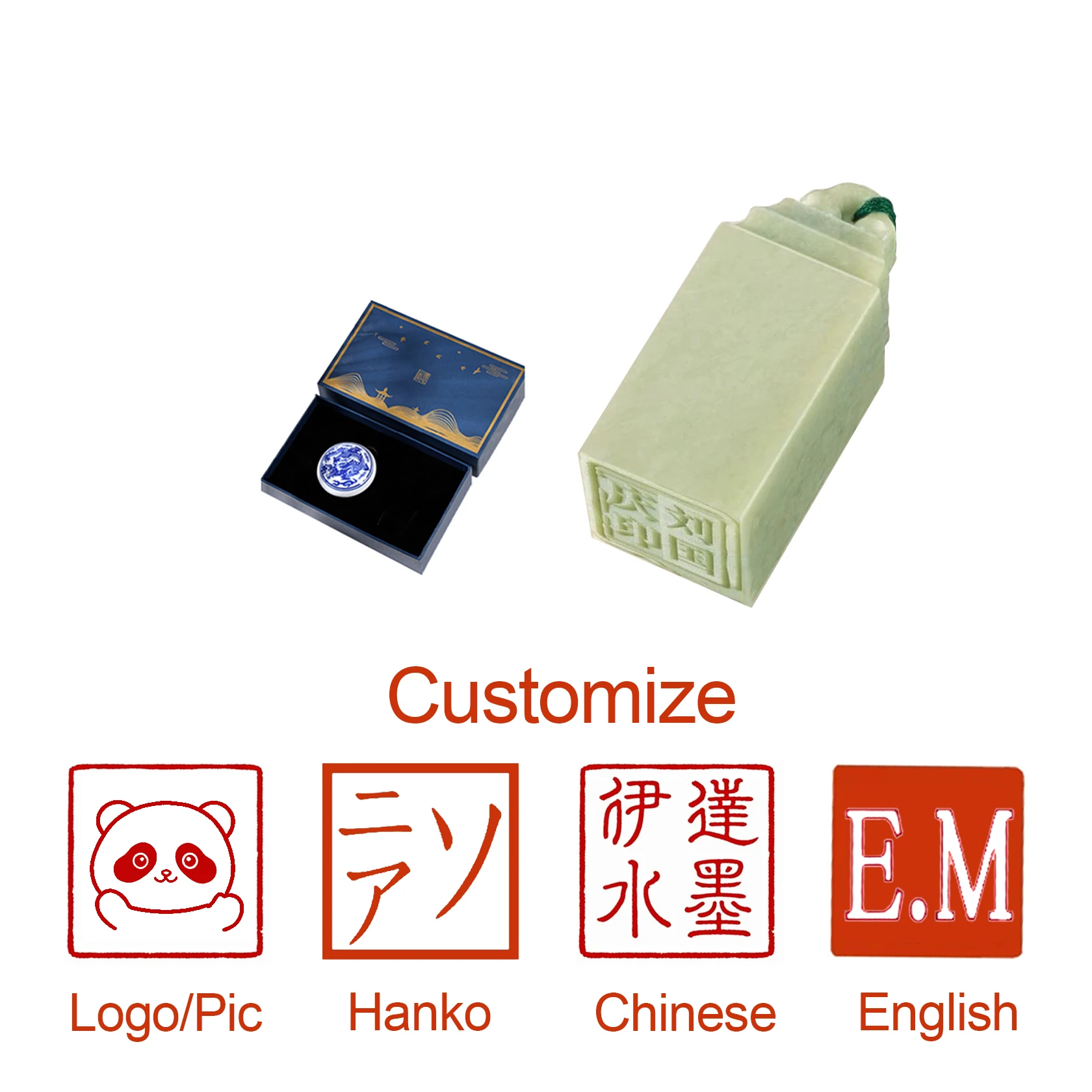 

Customized Chinese Name Stamp for Calligraphy Japanese Hanko Stamp Natural Solid Stone Seal Logo Pic Korean Custom Gift