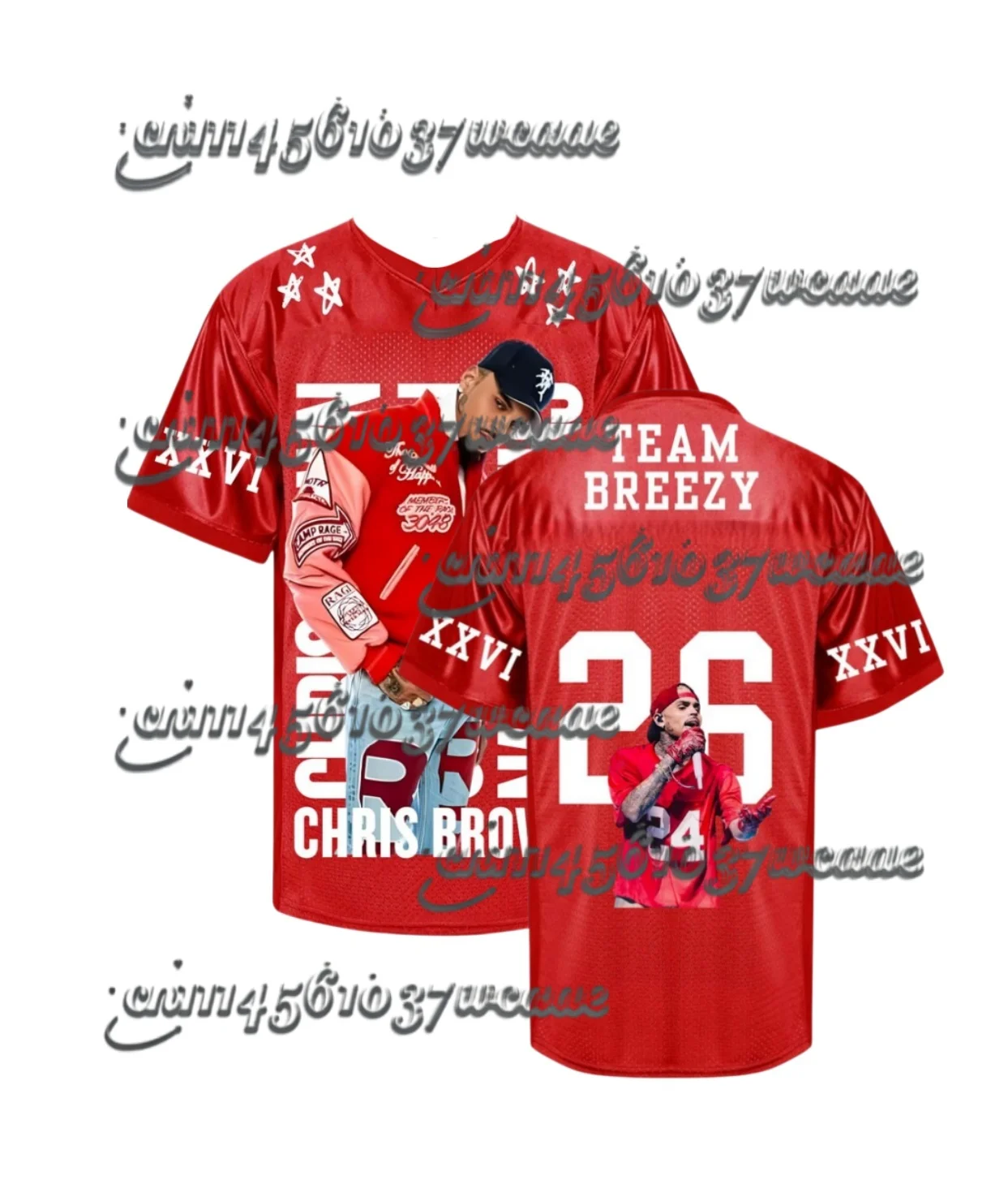 Summer Streetwear Style Chris Brown Tour Themed Jersey T-shirt Limited Fan Merch Red Street Style  Sleeve Top Family Matching
