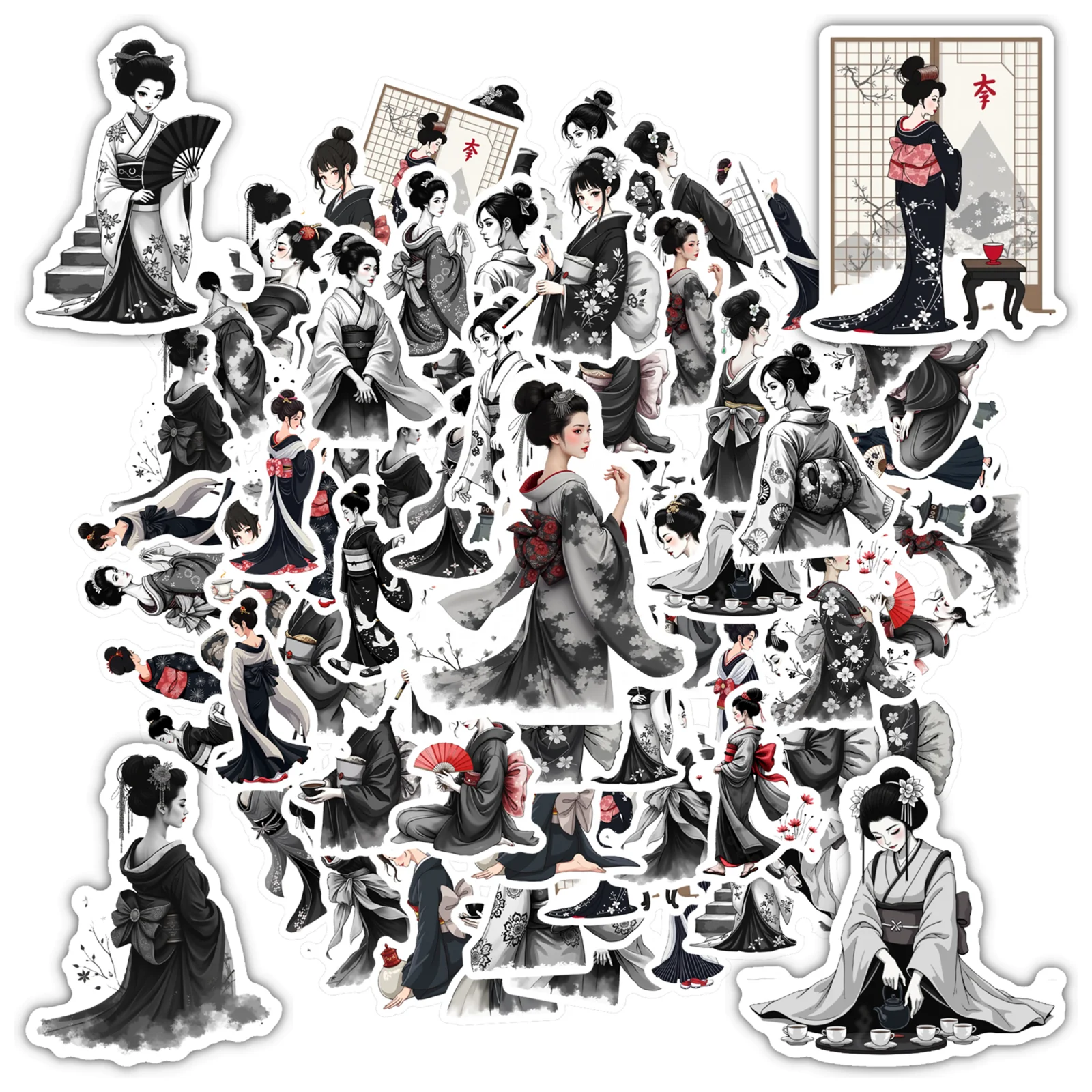 

35-6 шт. культурные наклейки гейши, элегантные художественные наклейки гейши, наклейки для ноутбука, багажа, скрапбукинга, сделай сам