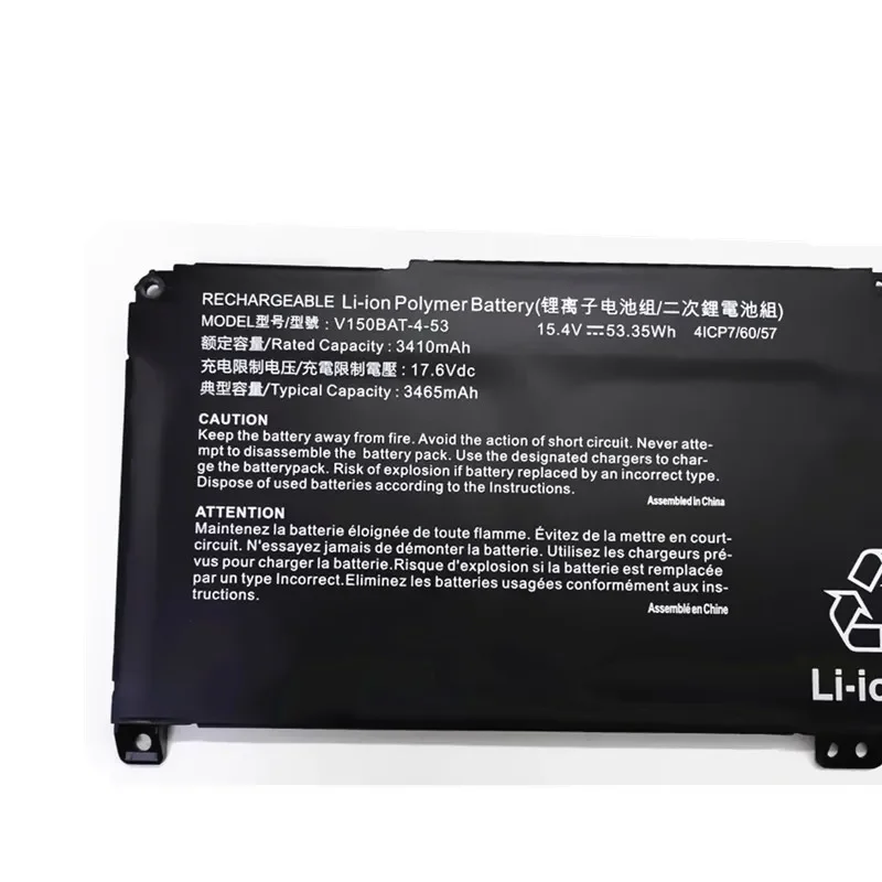 Imagem -03 - Bateria do Portátil para Clevo V150bat341 11.55v 3465mah 41wh V150bat-453 15.4v 3510mah 53.35wh V150pnj V150pnk V155pnkq v1