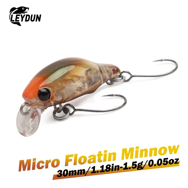 Leydun Surface Minnow Fishing Lures 30mm 1.5g Floating Shallow Diving Crankbait Fishing Artificial Swimbaits Tackle Lure