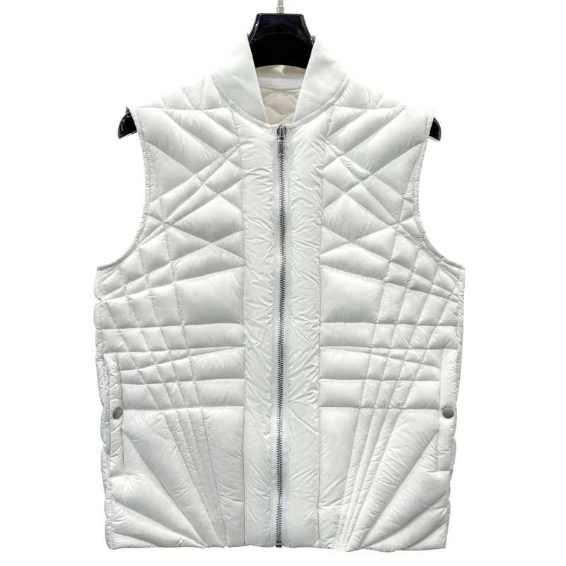 Piumino da donna Nuovo gilet imbottito in piuma d'anatra bianca 90 per l'autunno 2025 Piumini senza maniche slim fit con cerniera cappotto spesso y2k