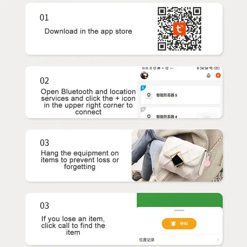 Aplikacja Tuya/Isearching Inteligentny alarm zapobiegający zgubieniu Bluetooth Mini Tag Bezprzewodowy lokalizator Rejestracja lokalizacji Portfel na klucze Torba na bagaż Wyszukiwarka zwierząt