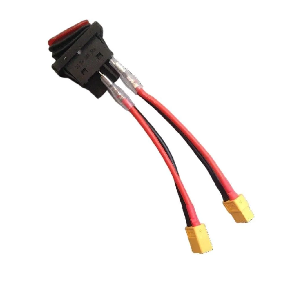 1PCS 9-36V T/XT60 Plug Waterproof Power Switch 4-pin 2-position 50A Large Current Silver Contact Point Power Switch with Red LED