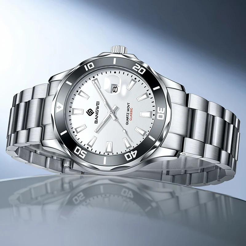 

BANGWEI 2025 новые модные мужские часы, деловые повседневные роскошные часы, мужские водонепроницаемые кварцевые наручные часы со светящейся датой, Reloj Hombre