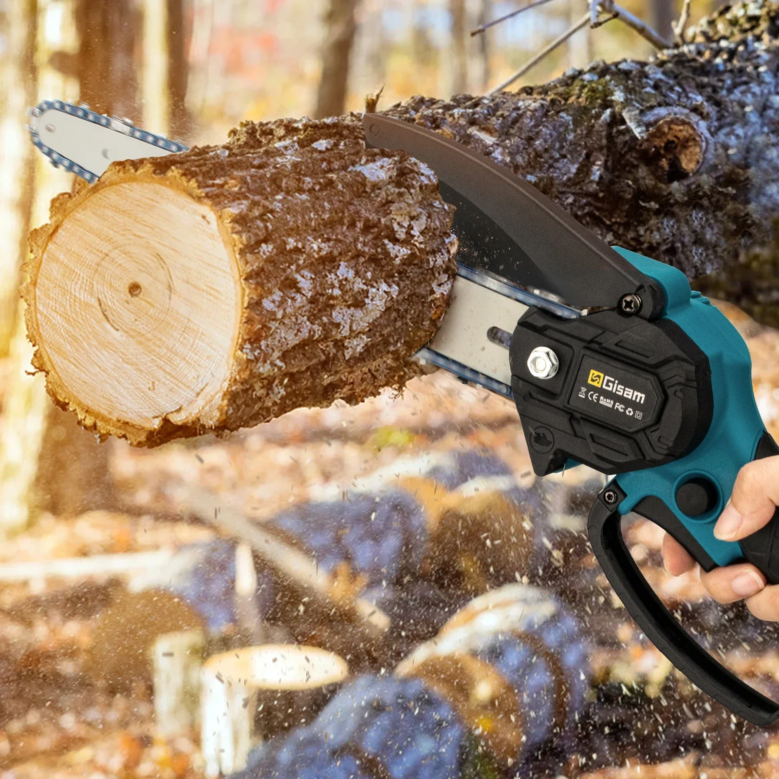 8 Inch Brushless Electric Saw Handheld Portable Wood Logging Chainsaw Garden Pruning Wood Power Tool  for Makita 18V Battery