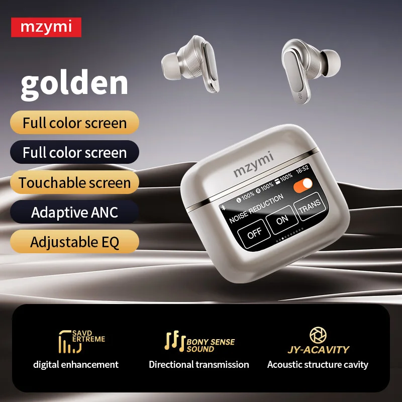 mzymi V8 Pro ANC Wireless Earbuds In Ear Bluetooth5.3 Noise Cancelling Earphones Full color LCD Screen Sport Headset For XIAOMI