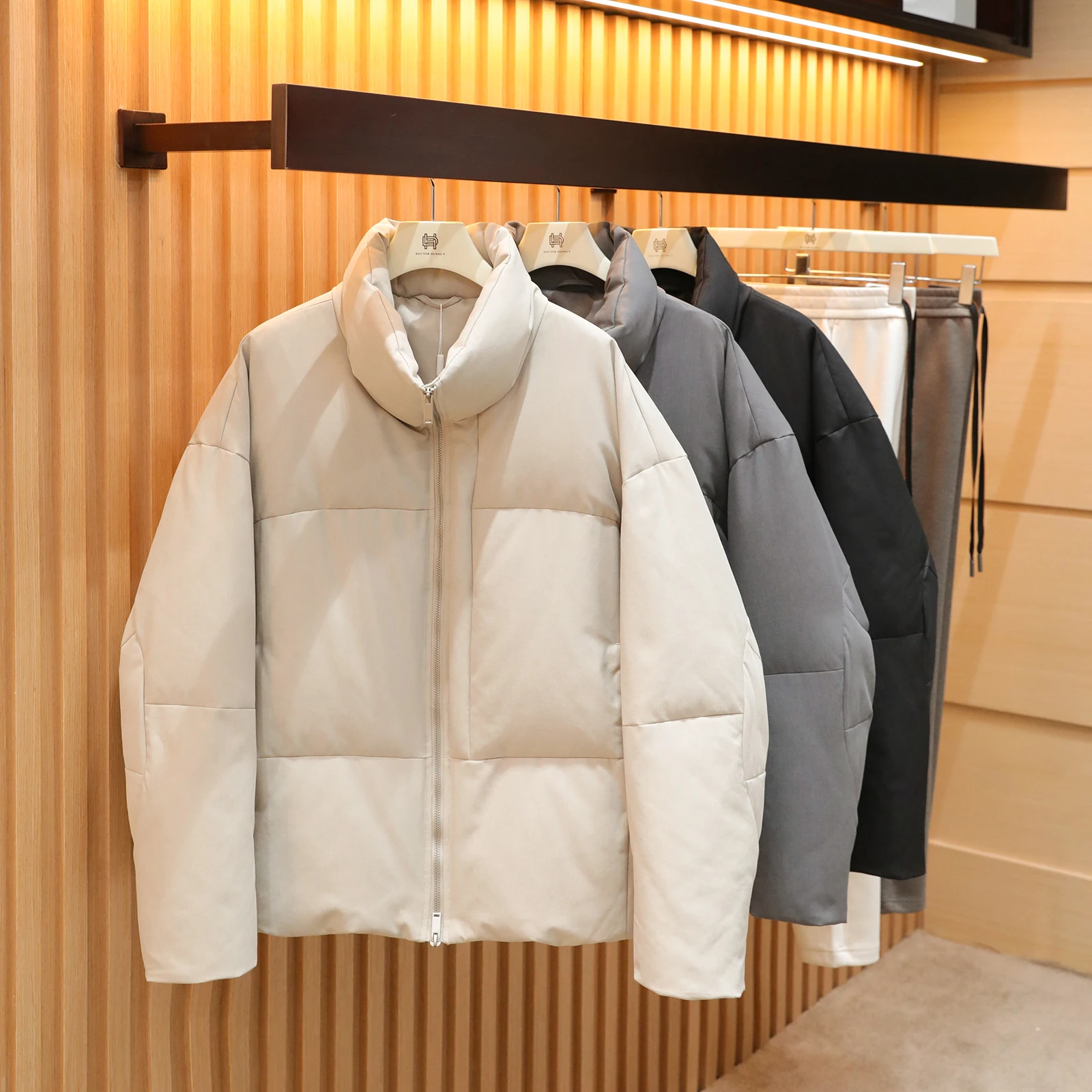 

Men's Winter Wide Fit Casual Warm Du down Jaet Stand Collar Bread Sle Outerwear Polyester Fiber Outdoor Daily Wear