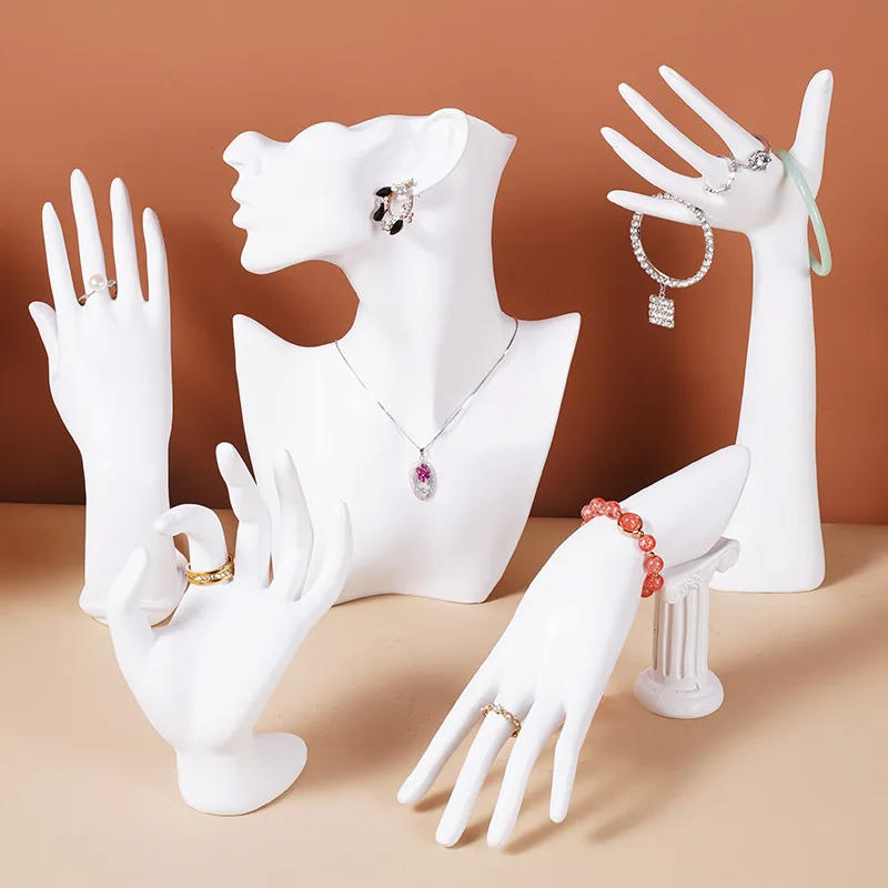 

Стойка-дисплей для ювелирных изделий: подставка для ожерелий, манекен-голова для украшений, реквизит для демонстрации браслетов и серег