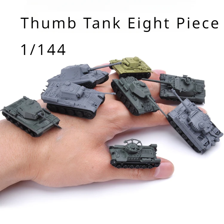 8pcs/set 1/144 4D Finished Tank Leopard Tiger T34 AMX-30 Main Battle Tank Mini Thumb Tank Military Sand Table Scene Toy