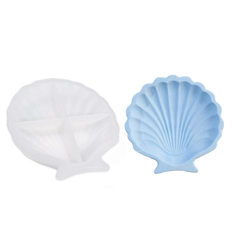  Easy Demold Silicone Tray Mold with Seashells Designs Silicone Seashells Tray Mould for Artistic Home Decors Crafting