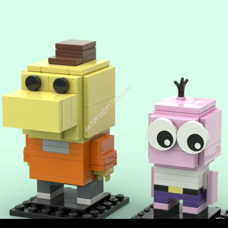 

135pcs MOC Smiling Friends Brickheadz Pim And Charlie Nan High Detail Collector’s Building Set For Vintage Model Lovers
