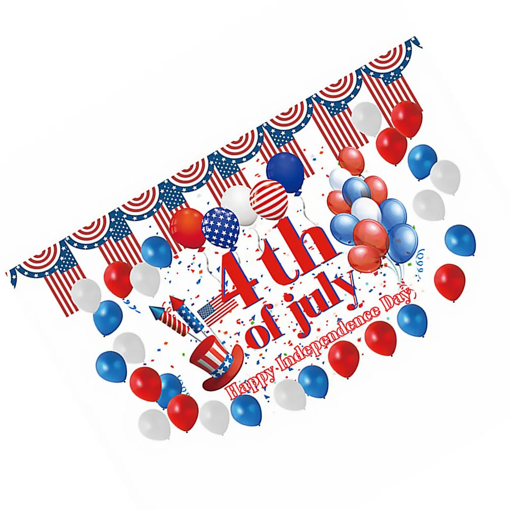 

4Pcs Independence Day Banner USA Flag Decoration 100D Polyester Fabric Party Backdrop White Sign Holiday Photo Studio Supplies