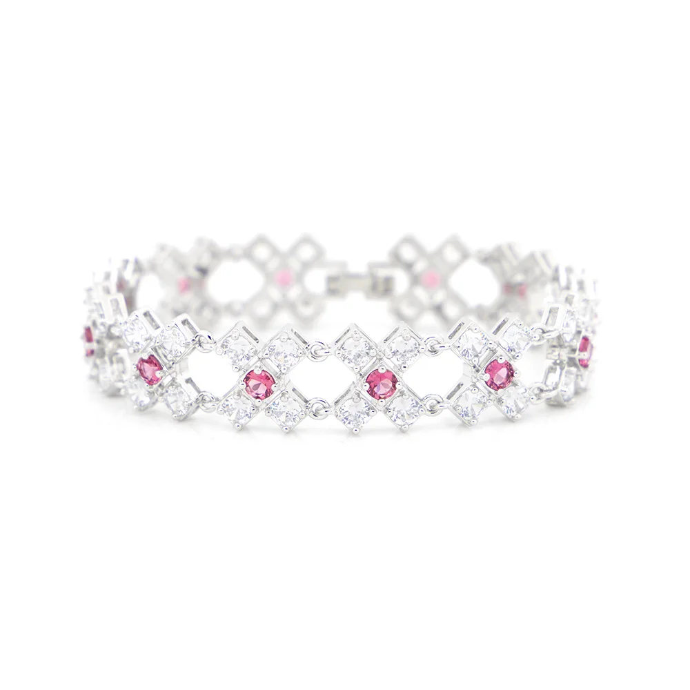 

HIBRIDE Elegant everyday sliver color + purple bracelet women's dress decoration light luxury jewelry wedding party gift B229