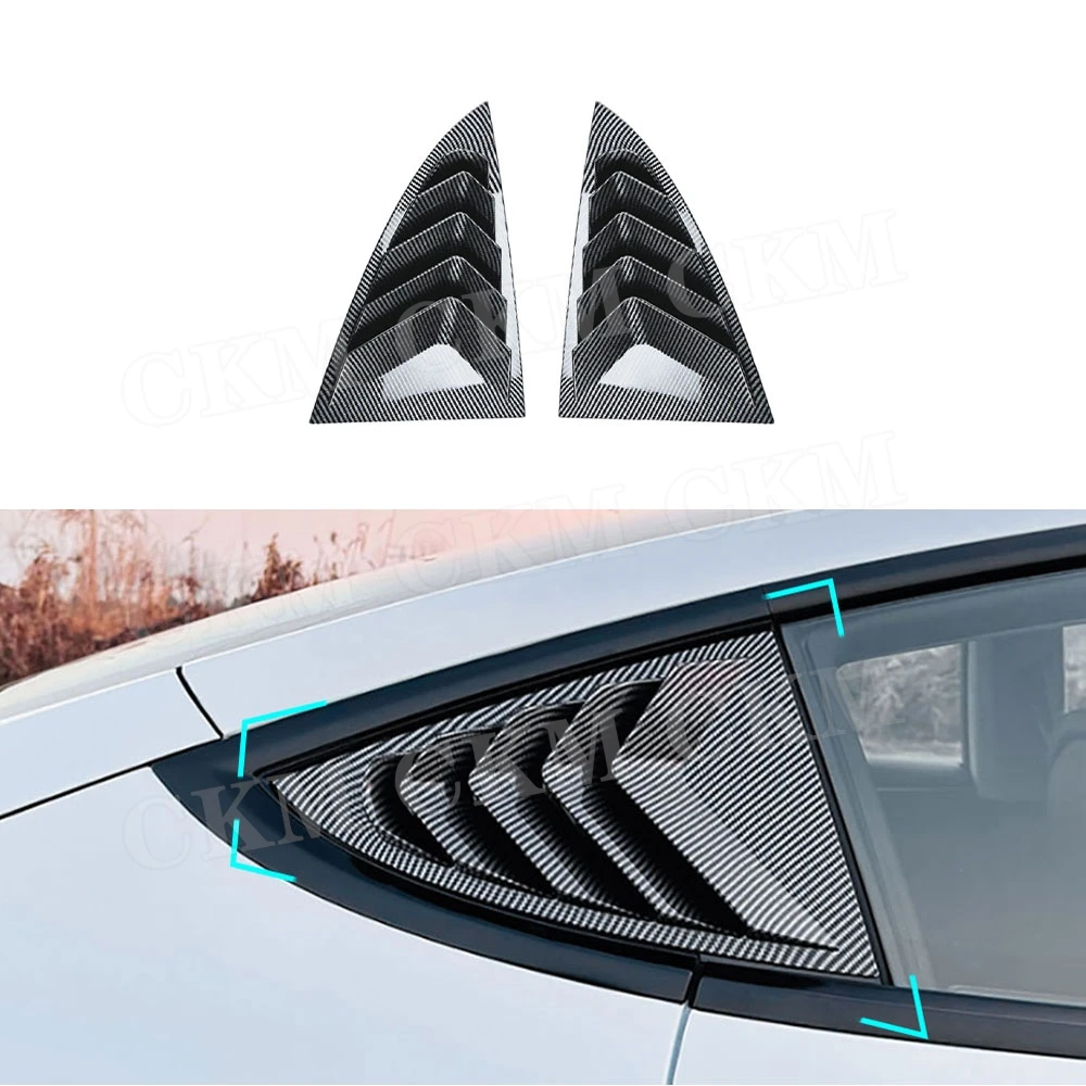 

Rear Window Louver Decorations Case Air Vent Scoop Cover Blinds ABS Body Kits Accessories For Tesla Model 3 2024+