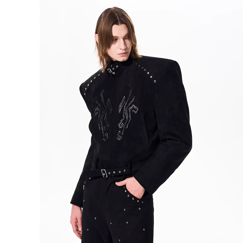 LUZHEN 2026 Spring New Original Embroidery Patchwork Pattern Shoulder Pad Casual Jacket Men's Fashion Handsome Male Coat JY6251
