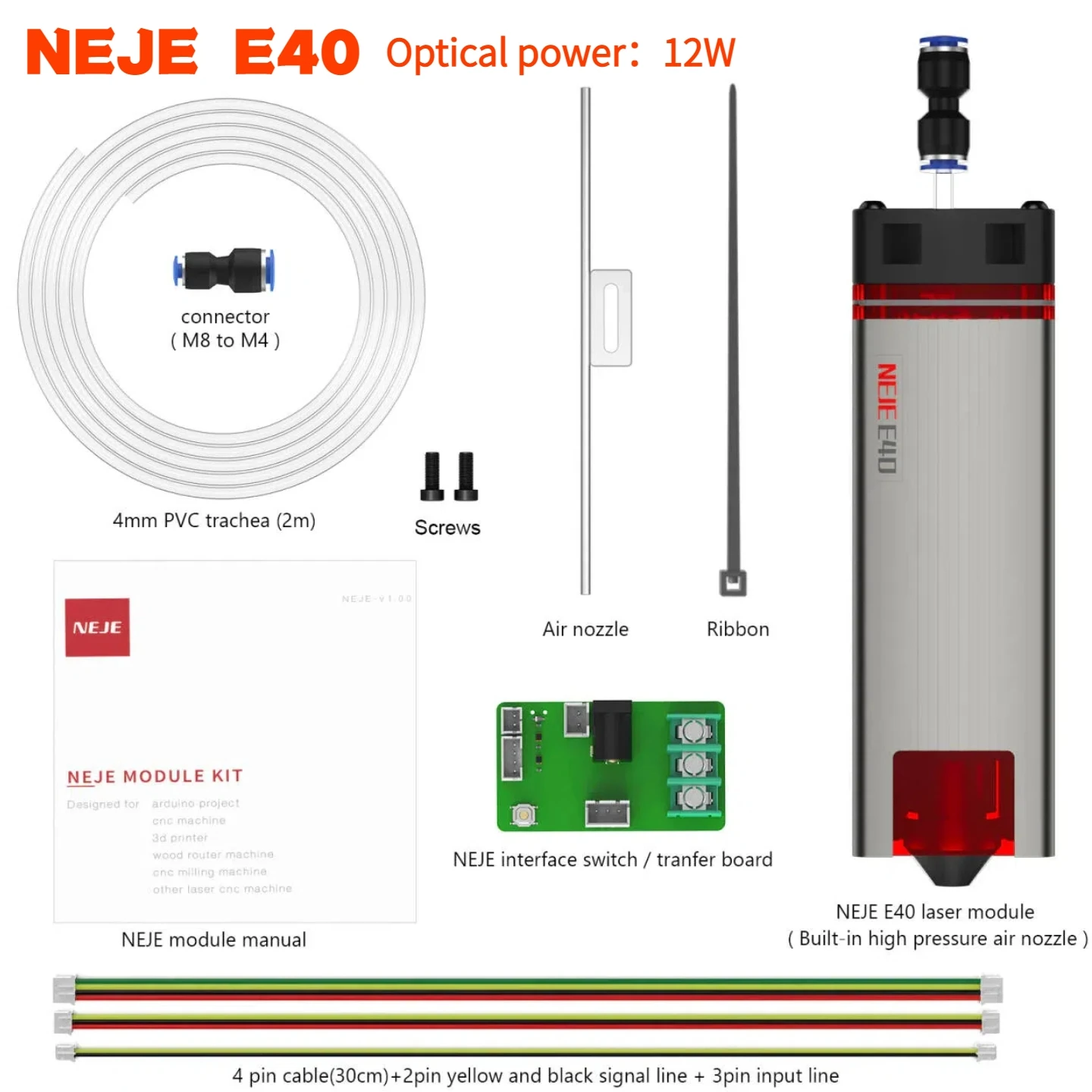 

NEJE CNC N30820/E40/A40630/A40640 5.5W7W12W High Precision Blue Light DIY Focus/Adjustable - Top Lossless Diode Structure