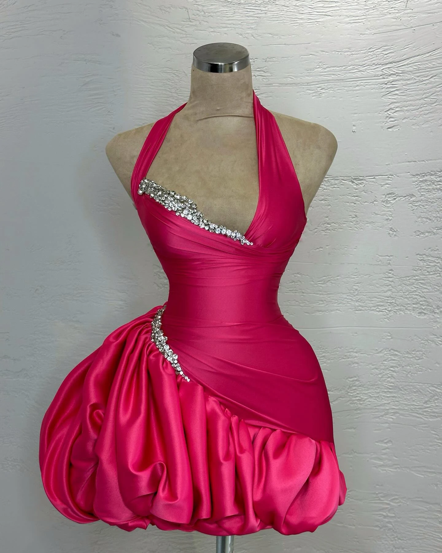 Fashionable Graduation Dresses for Summer Hot Pink Strapless Sleeveless Mini Party Gowns Saudi Arabic Vestidos De Noche