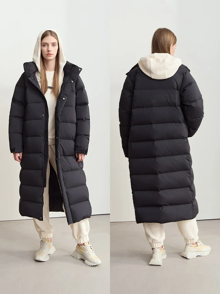 Amii Minimalist Down Coat Woman Removable Hat Letter Printing 2026 Winter New Long Down Jacket Warm Loose Zipper Coats 12444049