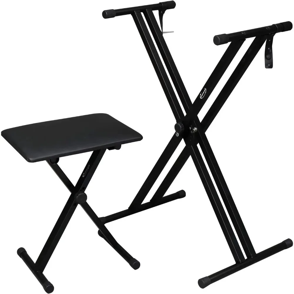 

US Shipping Heavy Duty Adjustable Height Double X Keyboard Stand with Bench