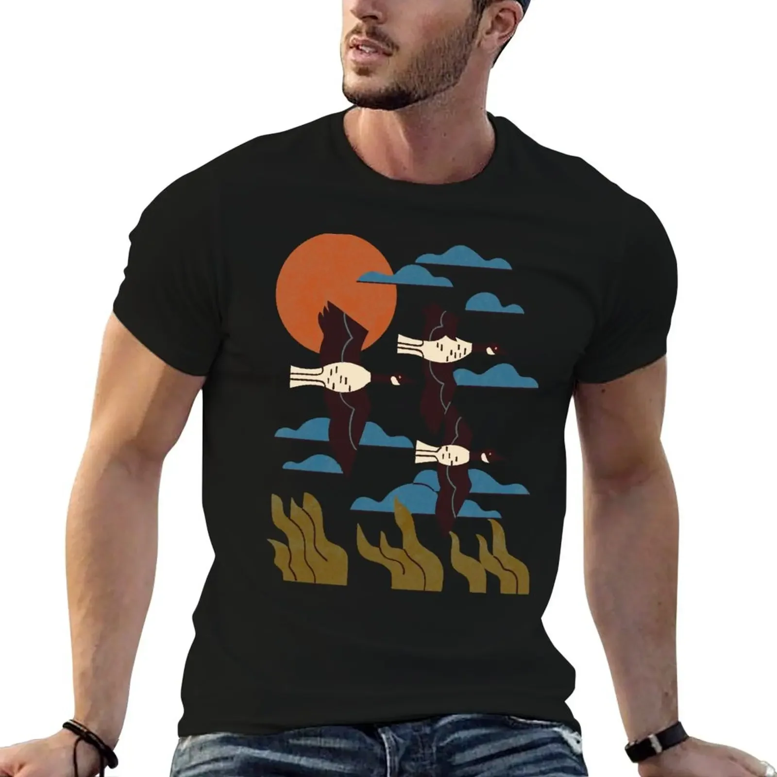 Geese Flying South T-Shirt street wear plain graphic shirts vintage t shirts shirts graphic tee men