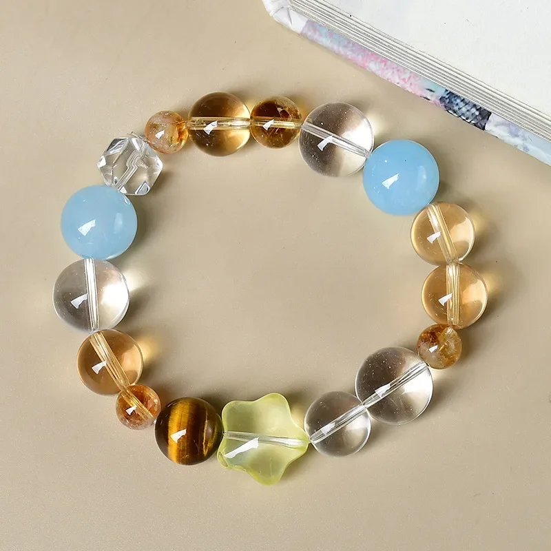 

Natural Citrine Aquamarine Duobao Bracelet Women's Fashion Light Luxury Lucky Bracelet Original Design