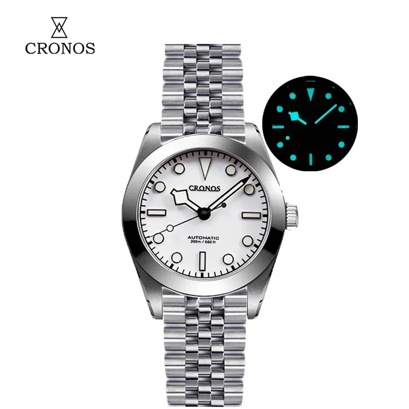 

Cronos BB39 Mechanical Men‘s Watches 39mm Automatic PT5000 SW200 Snow Hands Sapphire Glass Bushed Bracelet 20ATM L6026M