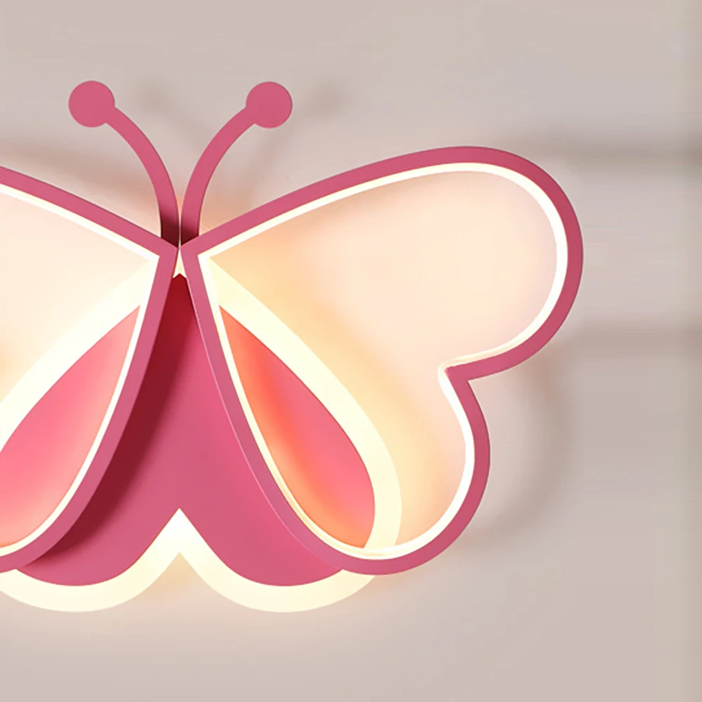 Pink 50cm 220V Ceiling Light Acrylic Butterfly Flush Mount Lighting Creative LED Ceiling Light Fixture for Bedroom