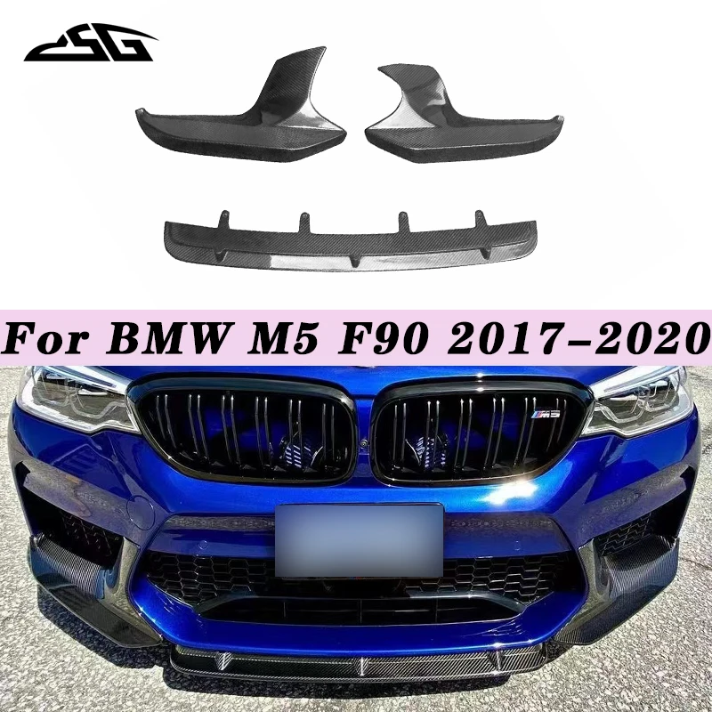 

Спойлер переднего бампера из сухого карбона для BMW 5 серии F90 M5 2018-2019, центральная накладка на бампер, защита под бампером, стайлинг автомобиля, FRP
