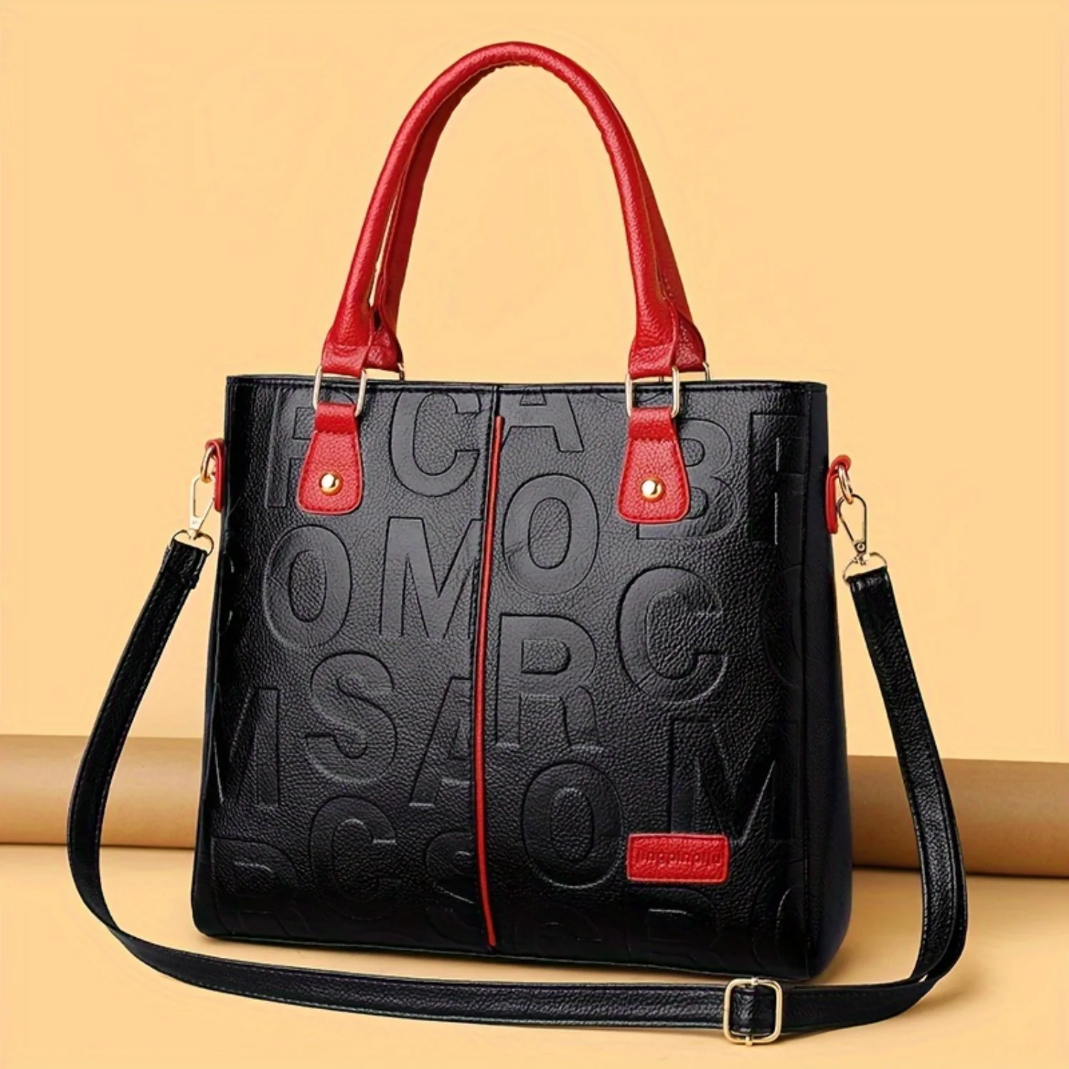 

Trendy Letter Embossed Handbag, Color Contrast Crossbody Bag