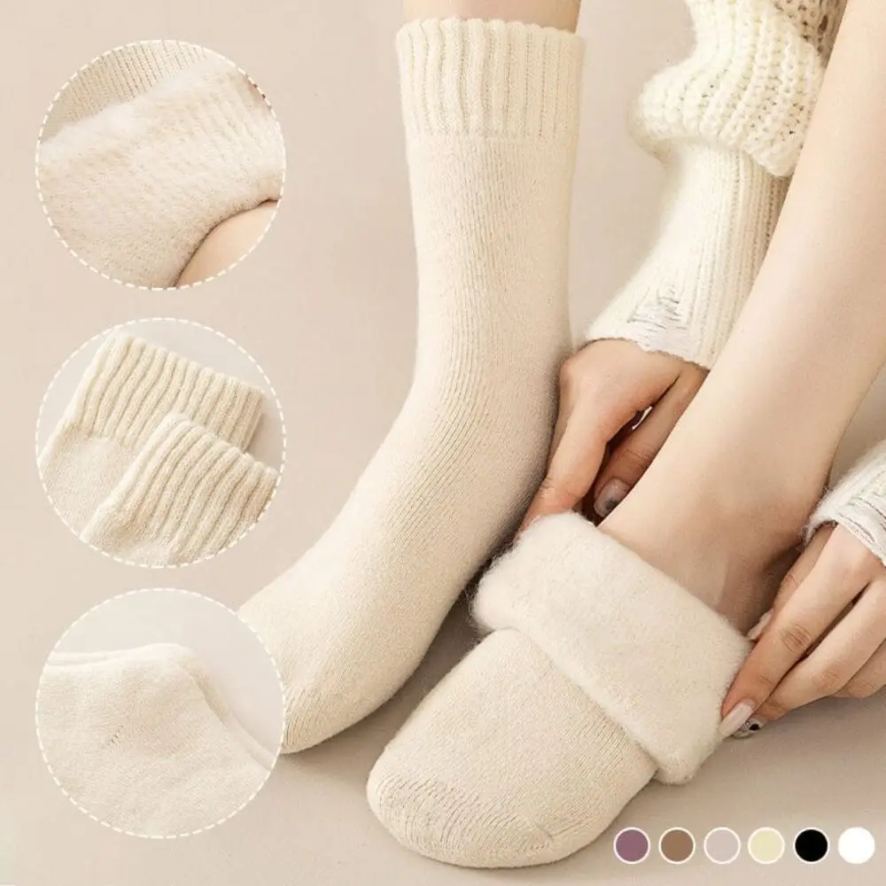 New Polyester Cotton Winter Warmer Thicken Sock Thermal Wool Medium Tube Sock Cashmere Snow Socks Seamless Keep Warm Tool