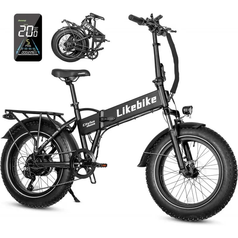 

ACityfun Folding Electric Bike Adults,500W Motor Ebike With 20" X 4.0" Fat Tire,60 Miles,48V 10.4Ah Removable Battery Hi