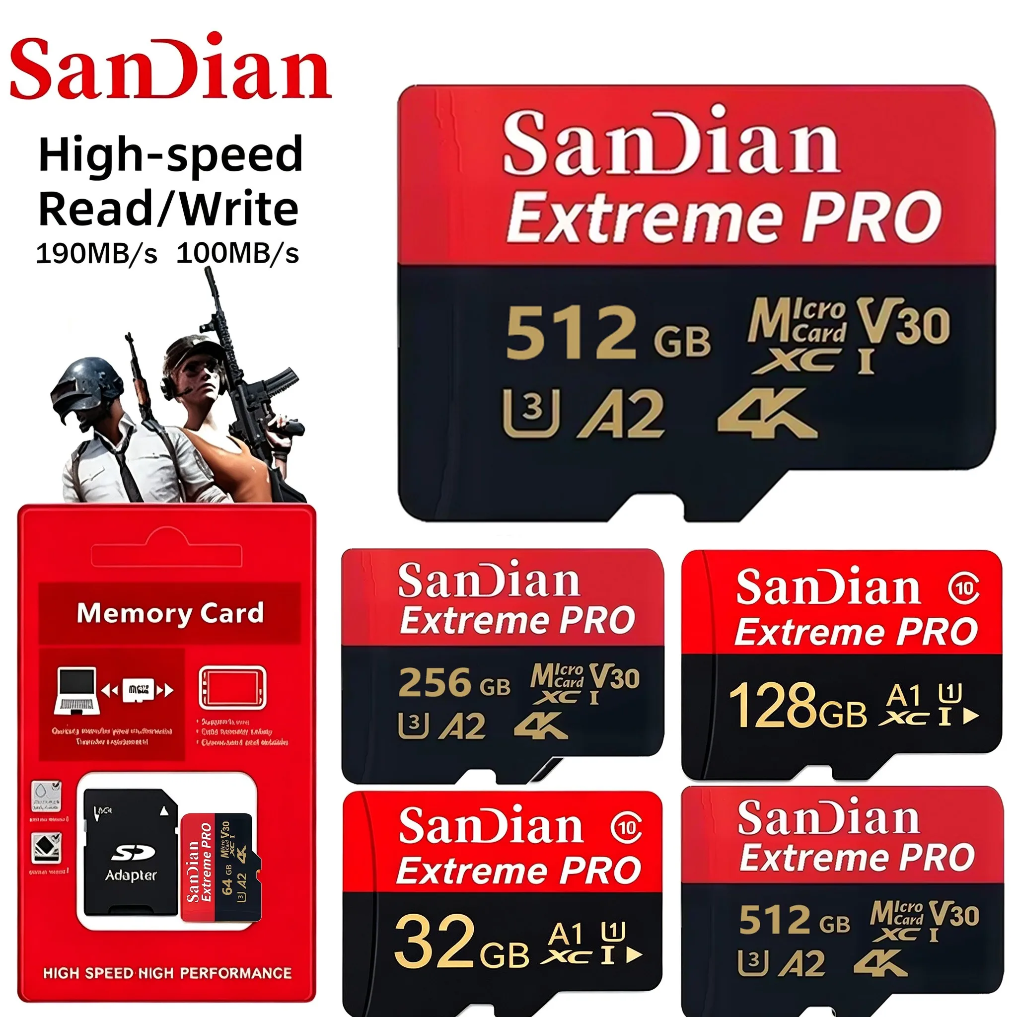 TF Cards 64GB 256GB 32GB Memory Card Micro TF SD Card SD Cards for Gaming Console/Router/VR Headset/Mobile/PC Mac/Recorder