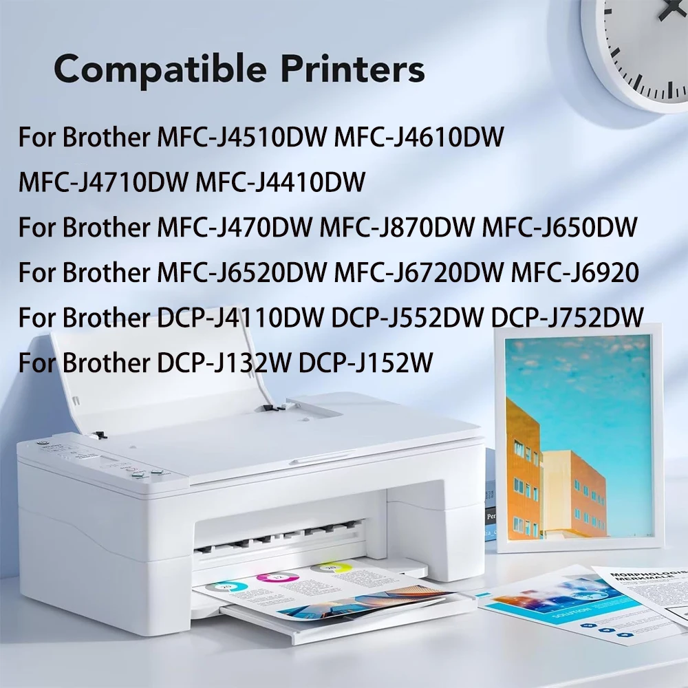 For Brother LC123 Ink Cartridge Compatible For MFC-J4510DW MFC-J4610DW Printer Ink Cartridge LC121 MFC-J4410DW MFC-J4710DW