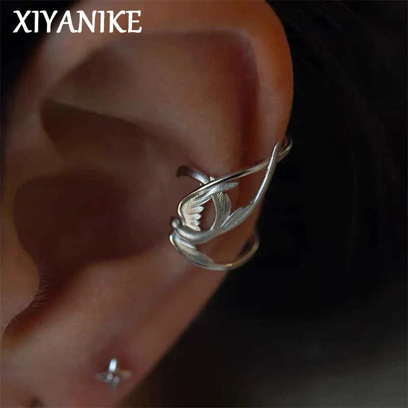

XIYANIKE Silver Color Swallow Bird No Hole Ear Bone Clip Earrings For Women Girl New Fashion Jewelry Party Gift сережки