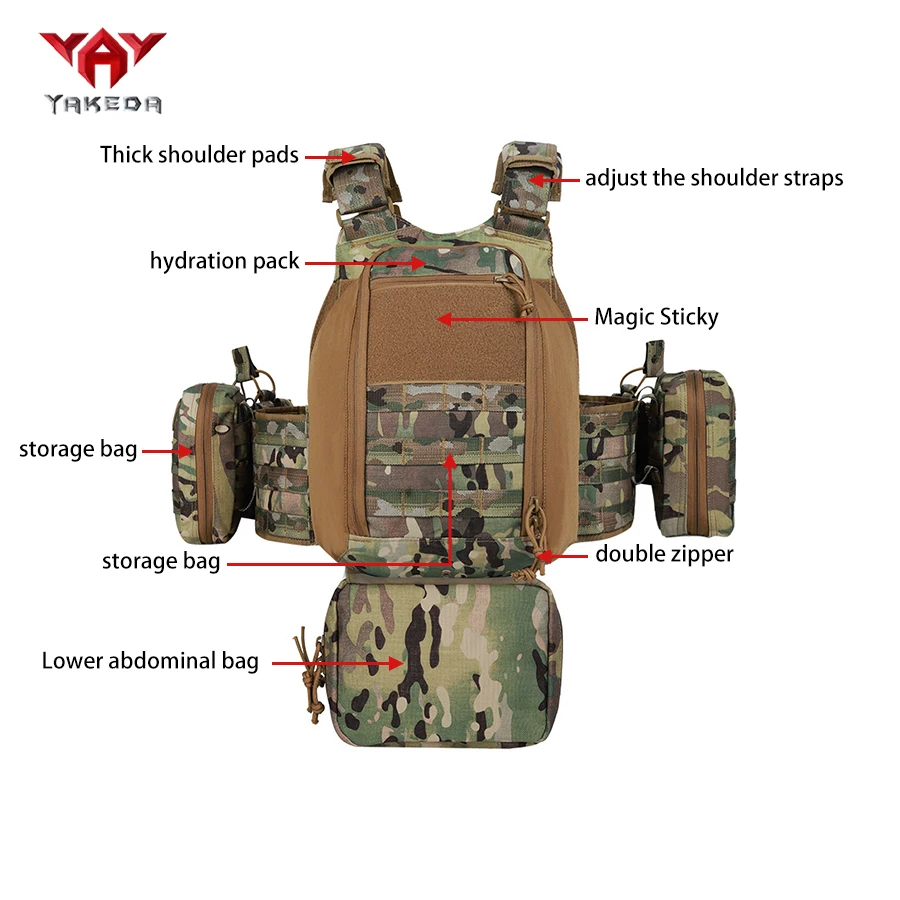 YAKEDA schnell abnehmbare Outdoor-Jagdweste, multifunktionale Trageweste mit verstellbaren Schultern und Taille, atmungsaktive Weste. – Detail 3