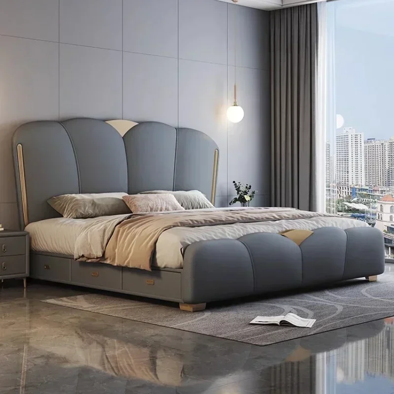 

Кровать размера King Size с изголовьем, комплект мебели для спальни, мебель для дома, 150x200 см, двуспальная кровать, роскошная двуспальная кровать