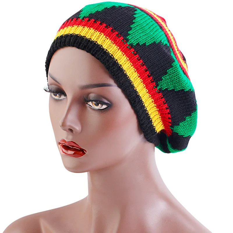 1pc Acrylic Wool Beanie Multi-colour Striped Cap Hip Hop Women Rainbow Caps Winter Fashion Casual Rainbow Wool Beret Headwear