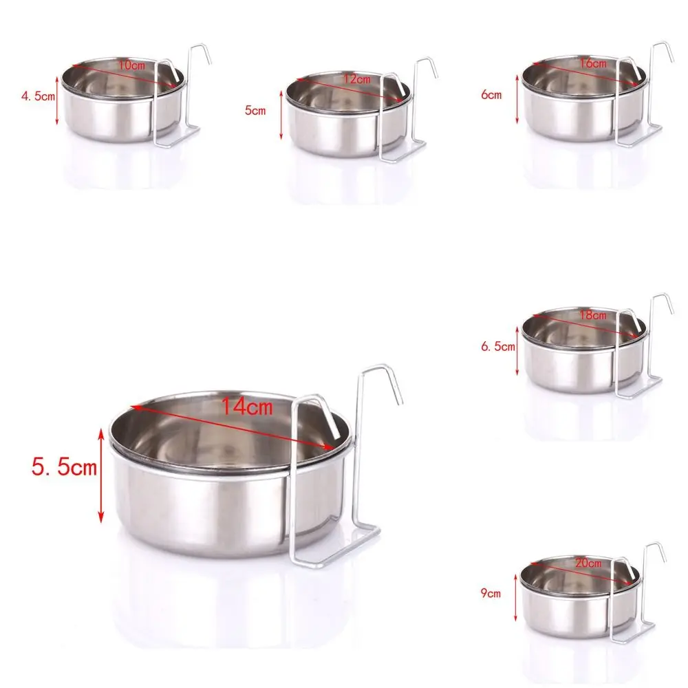Cat Hanger Cage Cup Stainless Steel Pet Feeding Tools Stationary Dog Bowl Hanging Feeder Dish Travel Food Water Bowls