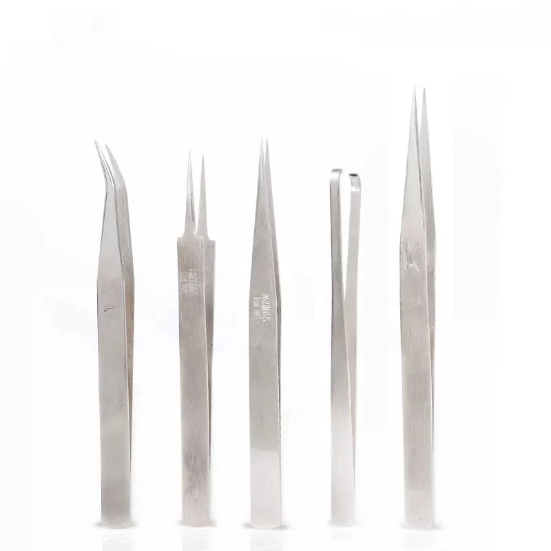 Hai ou pai pinça de extensão de cílios maquiagem profissional volume preciso pinça clássica ferramentas de reparo de relógio inoxidável