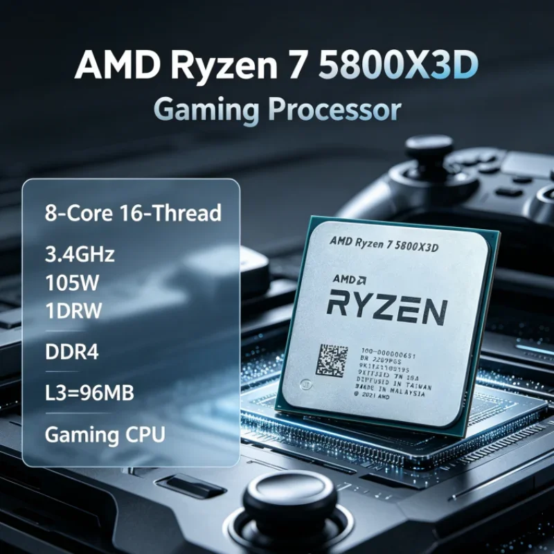 AMD R7 5800X3D 96 MB 105W 8-Core 16-Thread Gaming Processor Ryzen 7 DDR4 CPU Processor 7nm 3.4 GHz