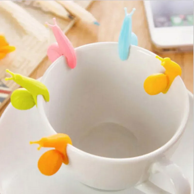 5/10Pcs Cup Decoration Tool Randome Cute Color Snail Squirrel Shape Silicone Mug Hanging Tool Tea Bag Holder Cup Tea Clips 2024