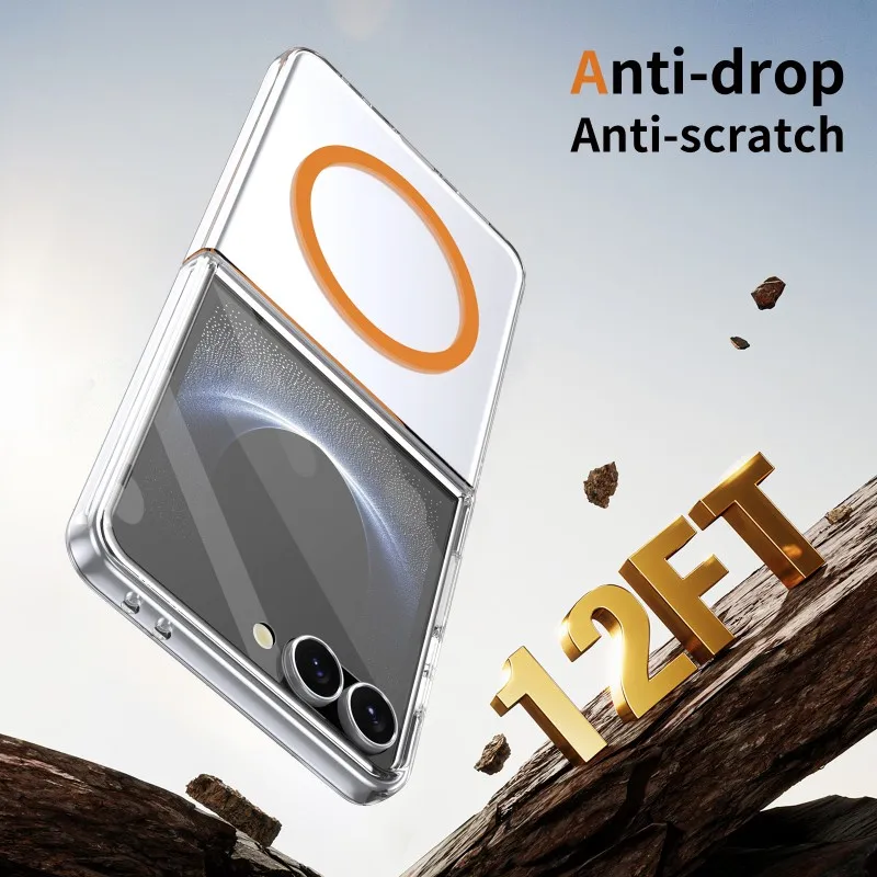 For Samsung Galaxy Z Flip 8  ice-cooling magnetic folding shockproof phone case with tempered glass screen protector