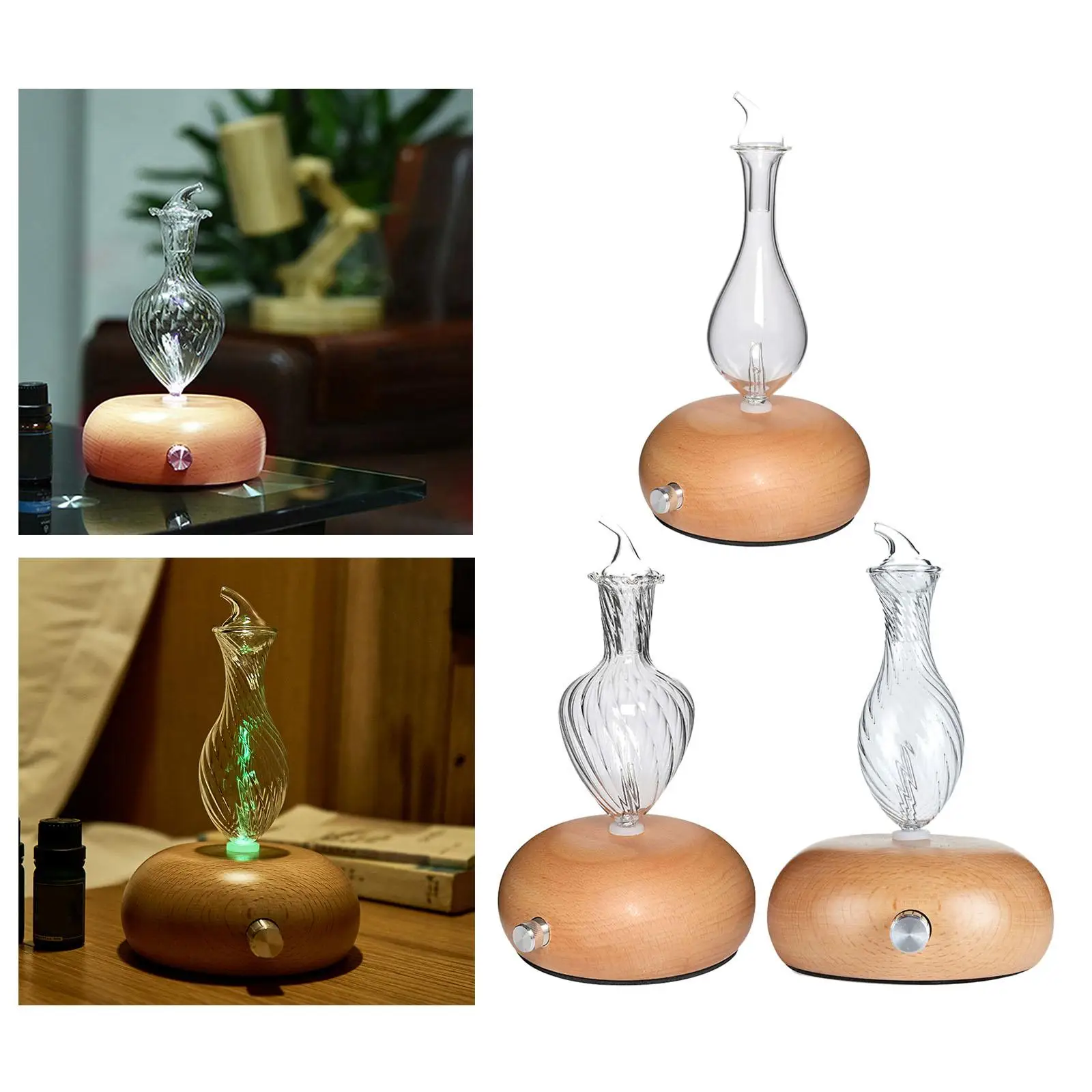 Nebulização elétrica puro óleo essencial difusor de vidro topo aroma fragrâncias atomização umidificador ar noite lâmpada para casa escritório