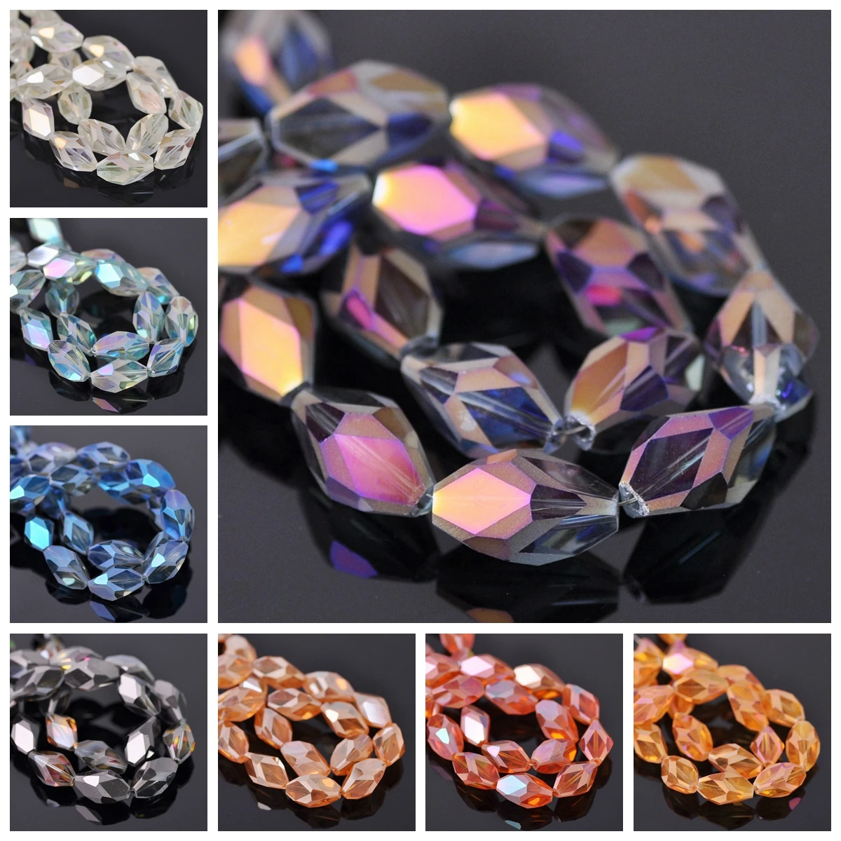 10pcs 15x10mm Oval Faceted Matte Crystal Glass Loose Crafts Beads for Jewelry Making DIY Crafts Findings