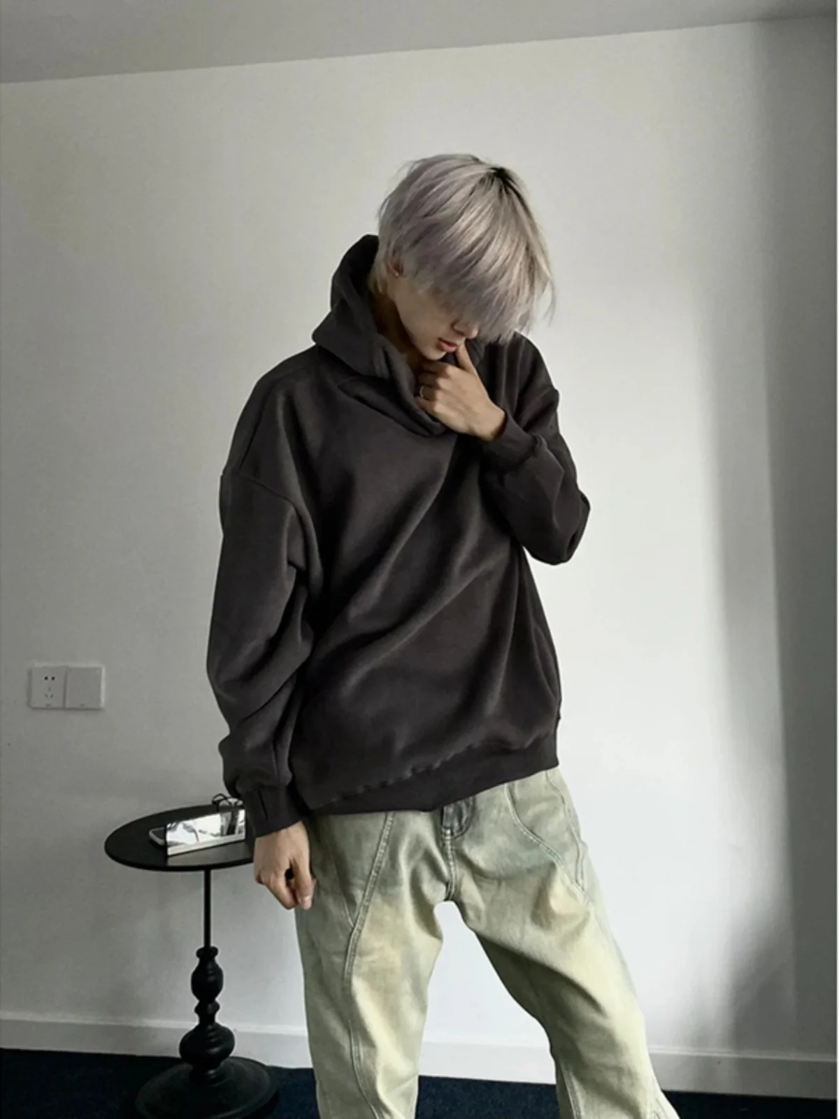 

Cleanfit Ninja Hoodie American Sle f High Collar Men's Trendy Advanced Feeling Cap Sve Polyester Cotton Blend Casual ...