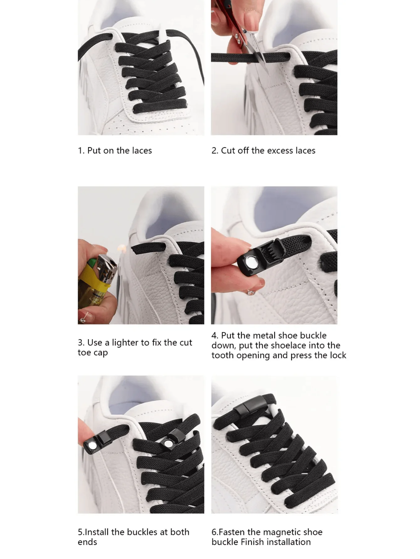 1 Paar magnetische Schnürsenkel ohne Bindebänder, Metallverschluss, elastische Schnürsenkel für flache Schuhe, Sneaker, Laufschuhe, Tennisschuhe, Lazy-Schnürsenkel-Zubehör – Detail 3