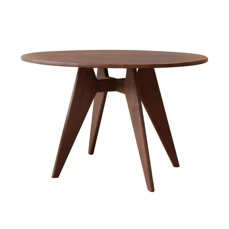 

Solid wood walnut dining table, modern household small apartment ash wood round table simple